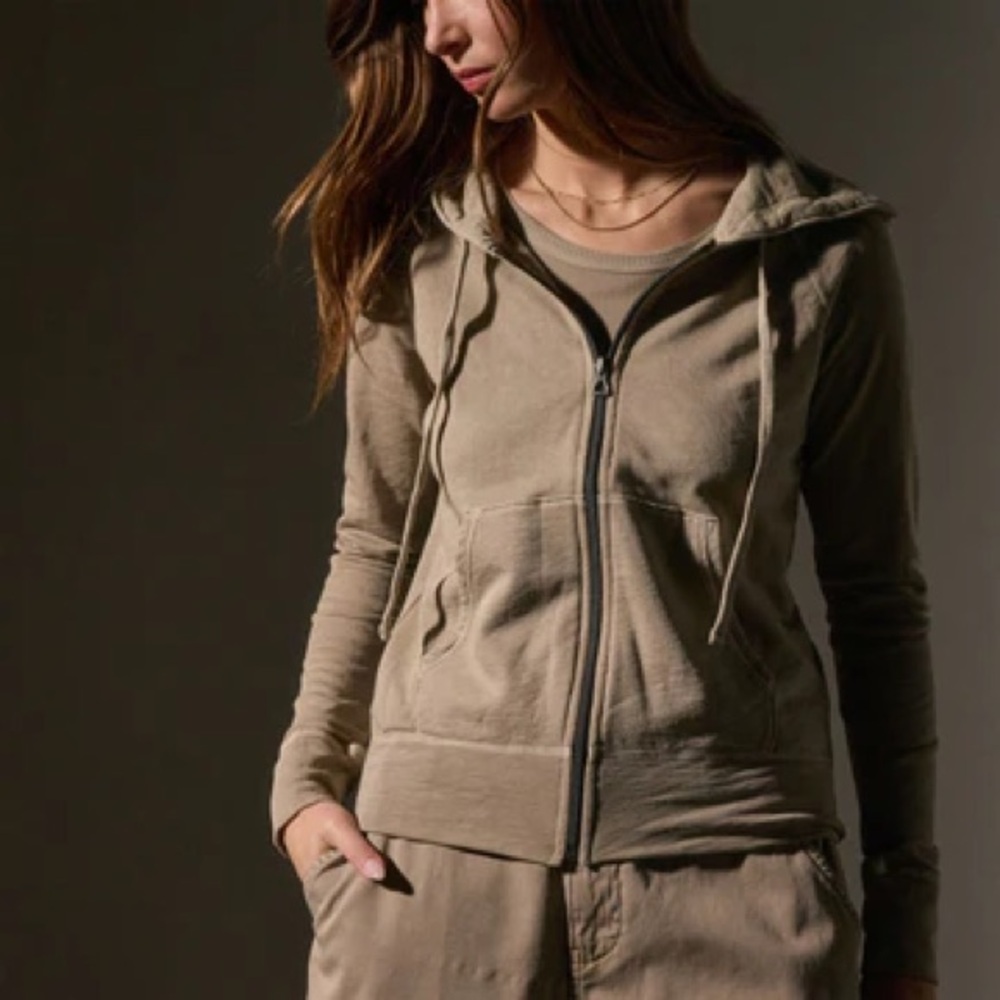 James Perse Los Angeles VINTAGE FRENCH TERRY ZIP UP HOODIE Oversized Size 2